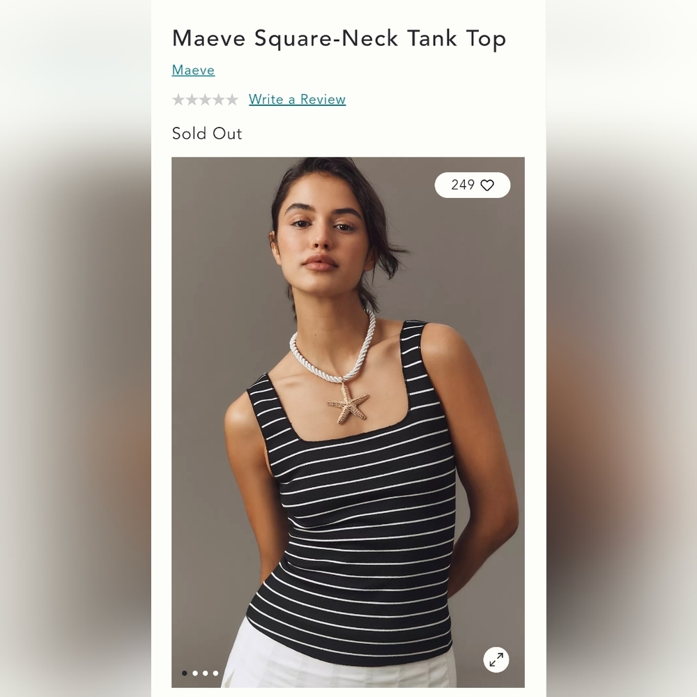 Maeve Striped Black and White Tank Top AXS Anthropologie